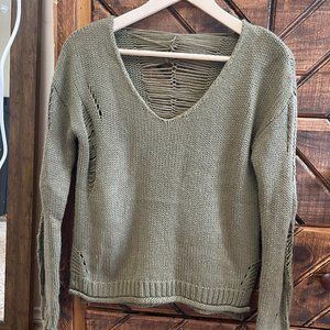 Green Distressed Sweater